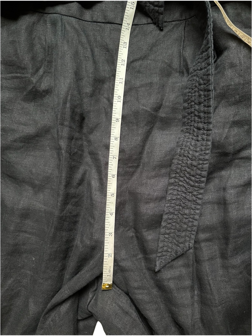J. Crew Black Linen Square Neck Jumpsuit with Tie Waist and Zipper Back - Picture 4 of 8